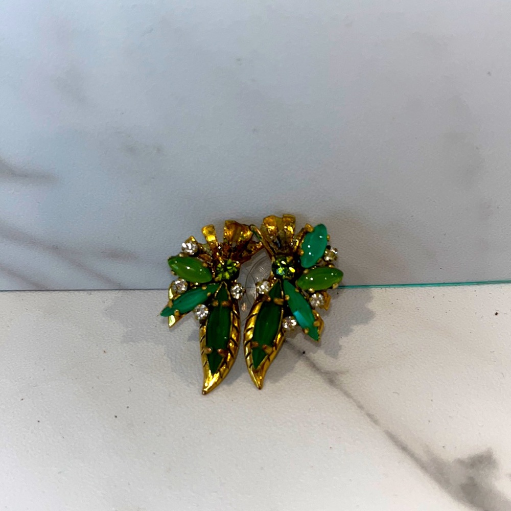 Erickson Beamon Green Earcrawler Studs 24k gold plated